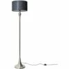 MINISUN Brushed Chrome Spindle Floor Lamp Light With Fabric Lampshade - Black -MINISUN Shop 51602693 1