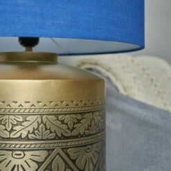 MINISUN Gold Floral Table Lamp With Large Lampshade -MINISUN Shop 52722272 3