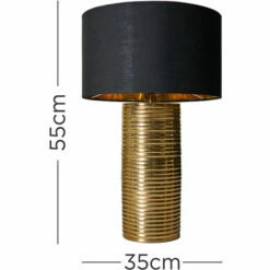 MINISUN Gold Metal Combed Table Lamp With Large Lampshade -MINISUN Shop 52722277 4