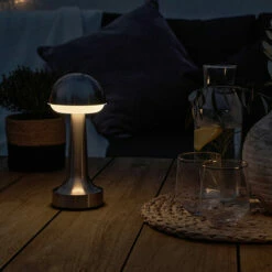 MINISUN LED Rechargeable Battery Operated Indoor / Outdoor Touch Table Lamp - Brushed Chrome -MINISUN Shop 54026364 2