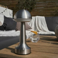 MINISUN LED Rechargeable Battery Operated Indoor / Outdoor Touch Table Lamp - Brushed Chrome -MINISUN Shop 54026364 3