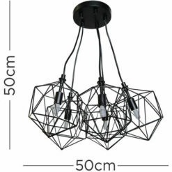 MINISUN 5 Way Metal Ceiling Light Fitting With Geometric Shades -MINISUN Shop 54423379 4
