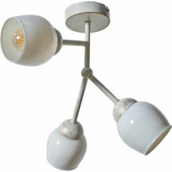 MINISUN Aged Metal Effect 3 Way Ceiling Light With White Glass Shades
