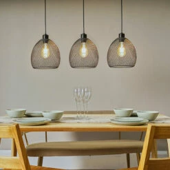 MINISUN 3 Way Over Table Ceiling Light Fitting With Mesh Lampshades 3 MINISUN 3 Way Over Table Ceiling Light Fitting With Mesh Lampshades -MINISUN Shop 54847714 2