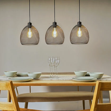 MINISUN 3 Way Over Table Ceiling Light Fitting With Mesh Lampshades MINISUN 3 Way Over Table Ceiling Light Fitting With Mesh Lampshades -MINISUN Shop 54847714 2
