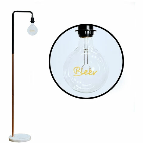 MINISUN Marble Base Floor Lamp with a Decorative Word Globe Light Bulb MINISUN Marble Base Floor Lamp With A Decorative Word Globe Light Bulb -MINISUN Shop 60149524 1