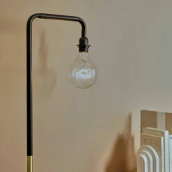 MINISUN Black & Gold Metal Floor Lamp + Large Vintage Word Light Bulb -MINISUN Shop 60155157 2