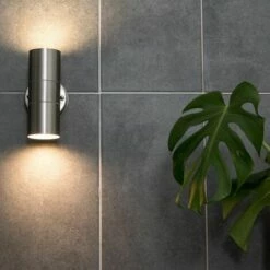 MINISUN IP44 Rated Stainless Steel Outdoor Up/Down Security Wall Mounted Exterior Light + LED GU10 Bulbs - Stainless Steel -MINISUN Shop 8743086 3