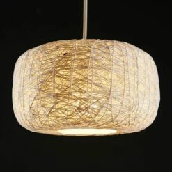 MINISUN White Wicker Rattan Doughnut Ceiling Pendant Light Shade + 10W LED GLS Light Bulb - Warm White 3 MINISUN White Wicker Rattan Doughnut Ceiling Pendant Light Shade + 10W LED GLS Light Bulb - Warm White -MINISUN Shop 8743118 2