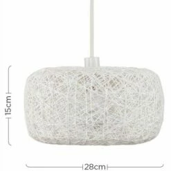 MINISUN White Wicker Rattan Doughnut Ceiling Pendant Light Shade + 10W LED GLS Light Bulb - Warm White 5 MINISUN White Wicker Rattan Doughnut Ceiling Pendant Light Shade + 10W LED GLS Light Bulb - Warm White -MINISUN Shop 8743118 4