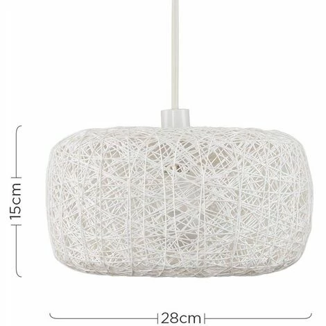 MINISUN White Wicker Rattan Doughnut Ceiling Pendant Light Shade + 10W LED GLS Light Bulb - Warm White MINISUN White Wicker Rattan Doughnut Ceiling Pendant Light Shade + 10W LED GLS Light Bulb - Warm White -MINISUN Shop 8743118 4