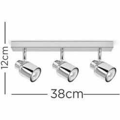 MINISUN 3 Way Chrome IP44 Adjustable Straight Bar Bathroom Ceiling Spotlight -MINISUN Shop 8743125 3