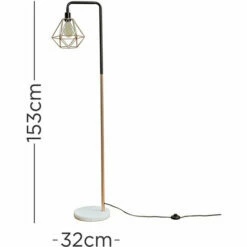 MINISUN Industrial Copper Floor Lamp Metal Geometric Lampshade Solid Marble Base - Copper -MINISUN Shop 8743153 4