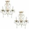 MINISUN 2 X Vintage Distressed White Cream 3 Way Ceiling Lights Chandelier 2 MINISUN 2 X Vintage Distressed White Cream 3 Way Ceiling Lights Chandelier -MINISUN Shop 8743176 1