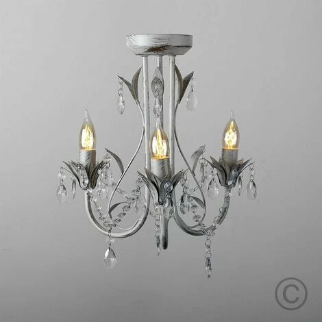 MINISUN 2 x Vintage Distressed White Cream 3 Way Ceiling Lights Chandelier MINISUN 2 X Vintage Distressed White Cream 3 Way Ceiling Lights Chandelier -MINISUN Shop 8743176 2