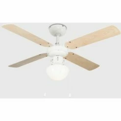 MINISUN White 42" Ceiling Fan + Light & Beech / White Reversible Blades + Remote Control -MINISUN Shop 8743189 2