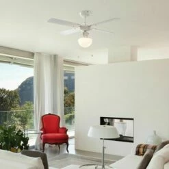 MINISUN White 42" Ceiling Fan + Light & Beech / White Reversible Blades + Remote Control -MINISUN Shop 8743189 3