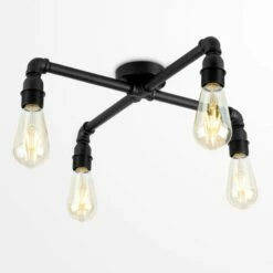 MINISUN Industrial Matt Black 4 Way Over Table Ceiling Light -MINISUN Shop 8743208 2