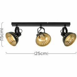 MINISUN Industrial Black & Gold 3 Way Adjustable Ceiling Spotlight - No Bulbs -MINISUN Shop 8743216 4