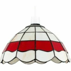 MINISUN Vintage Pendant Light Shade Cream Red Stained Glass Ceiling Lampshade