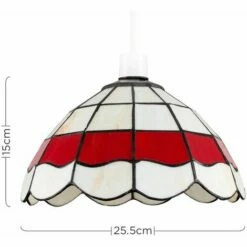 MINISUN Vintage Pendant Light Shade Cream Red Stained Glass Ceiling Lampshade -MINISUN Shop 8743278 4