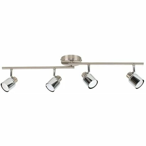 MINISUN 4 Way Adjustable Ceiling Light Spotlight Bar In Chrome + 4 x GU10 Warm White LED Bulbs MINISUN 4 Way Adjustable Ceiling Light Spotlight Bar In Chrome + 4 X GU10 Warm White LED Bulbs -MINISUN Shop 8743326 1