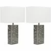 MINISUN 2 X - Modern Silver Ripple Effect Ceramic Table Lamp + White Light Shade -MINISUN Shop 8743337 1