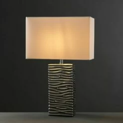 MINISUN 2 X - Modern Silver Ripple Effect Ceramic Table Lamp + White Light Shade -MINISUN Shop 8743337 2