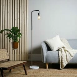 MINISUN Industrial Style Floor Lamp With Marble Base - Brushed Chrome -MINISUN Shop 8743395 2