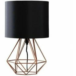 MINISUN Modern Geometric Bedside Table Lamp - Brushed Copper & Black