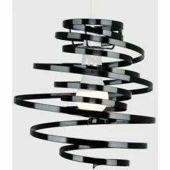 MINISUN Metal Double Ribbon Spiral Swirl Ceiling Light Pendant - Black -MINISUN Shop 8743463 2