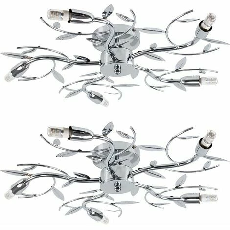 MINISUN 2 x Chrome 5 Way Swirl Decorative Leaf Blossom Ceiling Lights MINISUN 2 X Chrome 5 Way Swirl Decorative Leaf Blossom Ceiling Lights -MINISUN Shop 8743464 1