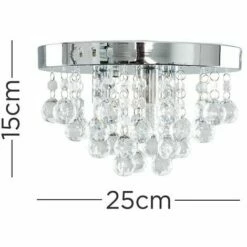 MINISUN Chrome Flush Ceiling Light Clear Acrylic Jewel Droplets - No Bulbs -MINISUN Shop 8743497 4