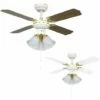 MINISUN White & Brass 36" Ceiling Fan + 3 Lights & Oak / White Reversible Blades + Remote Control -MINISUN Shop 8743568 1