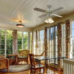 MINISUN White & Brass 36" Ceiling Fan + 3 Lights & Oak / White Reversible Blades + Remote Control -MINISUN Shop 8743568 3