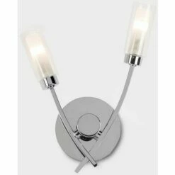 MINISUN 2 Way Chrome Twin Branch Arm Wall Light Clear & Frosted Light Diffusing Glass Shades - No Bulbs -MINISUN Shop 8743631 2