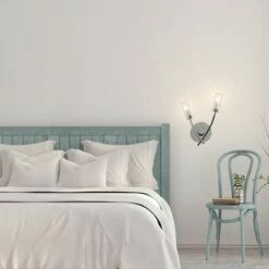 MINISUN 2 Way Chrome Twin Branch Arm Wall Light Clear & Frosted Light Diffusing Glass Shades - No Bulbs -MINISUN Shop 8743631 3