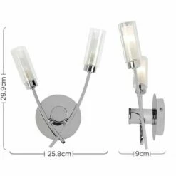 MINISUN 2 Way Chrome Twin Branch Arm Wall Light Clear & Frosted Light Diffusing Glass Shades - No Bulbs -MINISUN Shop 8743631 4