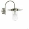 MINISUN IP44 Silver Stainless Steel Metal & Glass Outdoor Wall Light + 4W LED Candle Bulb - Warm White