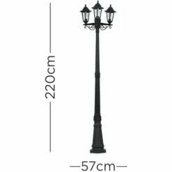 MINISUN 1.95M Black 3 Way IP44 Outdoor Lamp Post Light - No Bulb 5 MINISUN 1.95M Black 3 Way IP44 Outdoor Lamp Post Light - No Bulb -MINISUN Shop 8743787 4