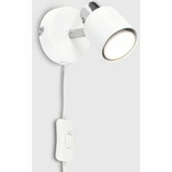 MINISUN Adjustable Ceiling Wall Spotlight With Plug, Cable & Switch + GU10 LED Bulb - White 3 MINISUN Adjustable Ceiling Wall Spotlight With Plug, Cable & Switch + GU10 LED Bulb - White -MINISUN Shop 8743812 2