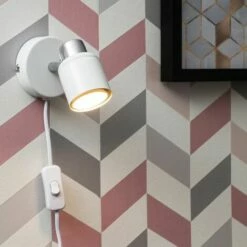 MINISUN Adjustable Ceiling Wall Spotlight With Plug, Cable & Switch + GU10 LED Bulb - White 4 MINISUN Adjustable Ceiling Wall Spotlight With Plug, Cable & Switch + GU10 LED Bulb - White -MINISUN Shop 8743812 3