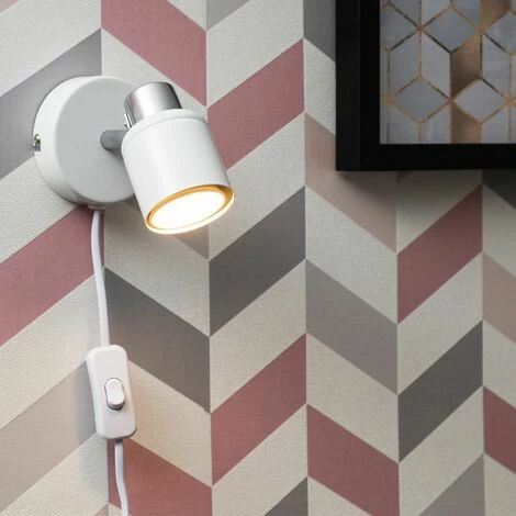 MINISUN Adjustable Ceiling Wall Spotlight with Plug, Cable & Switch + GU10 LED Bulb - White MINISUN Adjustable Ceiling Wall Spotlight With Plug, Cable & Switch + GU10 LED Bulb - White -MINISUN Shop 8743812 3