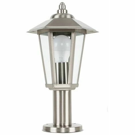 MINISUN Silver Stainless Steel Outdoor Lamp Post Top Light IP44 + 6W LED GLS Bulb - Warm White MINISUN Silver Stainless Steel Outdoor Lamp Post Top Light IP44 + 6W LED GLS Bulb - Warm White -MINISUN Shop 8743891 1