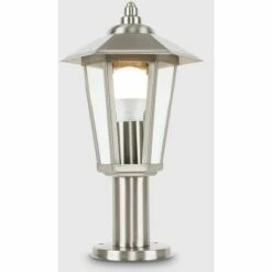 MINISUN Silver Stainless Steel Outdoor Lamp Post Top Light IP44 + 6W LED GLS Bulb - Warm White 3 MINISUN Silver Stainless Steel Outdoor Lamp Post Top Light IP44 + 6W LED GLS Bulb - Warm White -MINISUN Shop 8743891 2