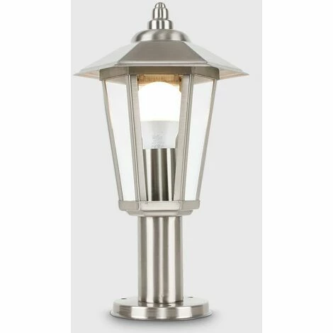 MINISUN Silver Stainless Steel Outdoor Lamp Post Top Light IP44 + 6W LED GLS Bulb - Warm White MINISUN Silver Stainless Steel Outdoor Lamp Post Top Light IP44 + 6W LED GLS Bulb - Warm White -MINISUN Shop 8743891 2