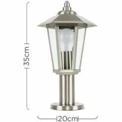 MINISUN Silver Stainless Steel Outdoor Lamp Post Top Light IP44 + 6W LED GLS Bulb - Warm White 5 MINISUN Silver Stainless Steel Outdoor Lamp Post Top Light IP44 + 6W LED GLS Bulb - Warm White -MINISUN Shop 8743891 4