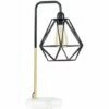 MINISUN Metal & Marble Table Lamp In Gold With A Metal Basket Cage Shade - Black - No Bulb -MINISUN Shop 8743914 1