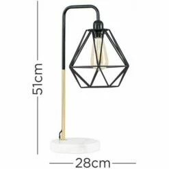 MINISUN Metal & Marble Table Lamp In Gold With A Metal Basket Cage Shade - Black - No Bulb -MINISUN Shop 8743914 4
