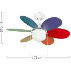 MINISUN 30" White Metal Ceiling Fan + 6 Multi-Coloured Reversible Blades & Frosted Glass Light Shade 5 MINISUN 30" White Metal Ceiling Fan + 6 Multi-Coloured Reversible Blades & Frosted Glass Light Shade -MINISUN Shop 8743952 4